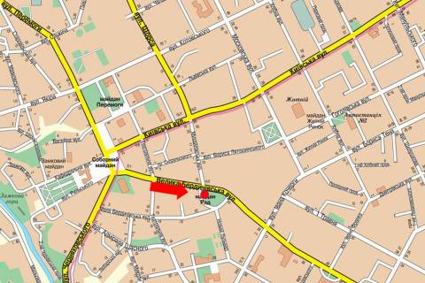 Citylight  in Zhytomyr, 1.8x1.2  Berdicivs'ka st. / Teatral'na st., Majdan Rad, 10 scheme