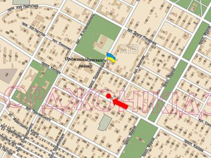 Billboard  in Kharkiv, 3x6  Oleksandrivs'kij av. (kol. Kosiora av.), 89, bila rinku, supermarketu "ATB", v centr scheme