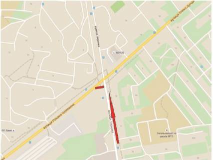 Billboard B in Rivne Suhevica st. - Bogoavlens'ka st. (kolis. Cernaka st.) scheme