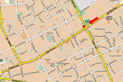 Citylight  in Zhytomyr, 1.8x1.2  Kiivs'ka st., 75 / Shidna st., bila lombardu "Blago" scheme