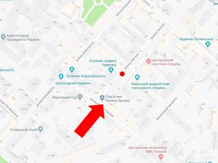 Citylight  in Kyiv, 1.8x1.2  Lips'ka st., 16 / prov. Lips'kij, navproti restoranu "Lips'kij osobnak", v storonu st. Instituts'ka scheme