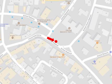 Citylight B in Uzhgorod, 1.8x1.2  Fedinca st., v bik Dobrans'kogo st., zupinka scheme