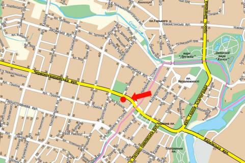 Citylight B in Sumi, 1.8x1.2  Illins'ka st. (kol. Cervonogvardijs'ka st.), 5, v bik Aroslava Mudrogo st. (kol. Proletars'ka st.) scheme