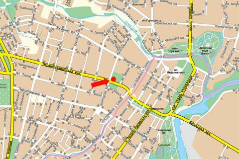 Citylight B in Sumi, 1.8x1.2  Illins'ka st. (kol. Cervonogvardijs'ka st.) / Aroslava Mudrogo st. (kol. Proletars'ka st.), 45 (No4) scheme