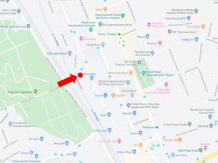 Billboard  in Kyiv, 2.3x3.14  Bajkova st. - st. Ams'ka, v storonu st. Malevica, centru scheme