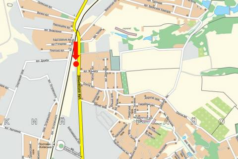 Billboard  in Poltava, 3x6  Zin'kivs'kaa st., 16 / Vil'amsa st., v centr scheme