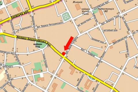 Citylight A in Zhytomyr, 1.8x1.2  Kocergi st. / Berdicivs'ka st., 31, na svitlofori scheme