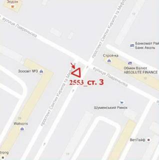 Billboard A in Kherson Lavren'ova st. - Svatih Kirila i Mefodia av. (kolis. Dimitrova st.) scheme