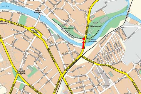 Billboard A in Uzhgorod, 3x6  Sumna st., transportnij mist, v bik vokzalau scheme