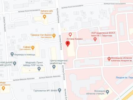 Video Billboard A in Vinnytsia Pirogova st., 46, apteka "Koneks", prajs za rolik 10 sek 1 vihid/5 hvilin, na dvostoronn'omu ekrani, vid 144 vihodiv na den'. Rozrahunok dla insih parametriv translacii utocnujte u menedzera. - 301287 scheme