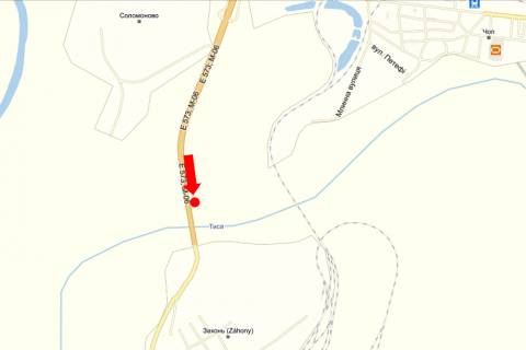 Billboard B in Chop, 3x6  Kontrol'no-propusknij punkt "Cop", viizd z kraini v bik Ugorsini scheme