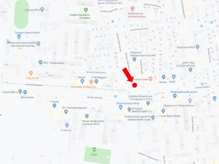 Citylight B in Lviv, 1.8x1.2  Subotivs'ka st., 2 - st. Siroka (zup. "Gnizdovs'kogo"), v bik st. Sirokoi scheme