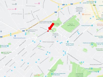 Cityscroll A in Lviv, 1.8x1.2  Mitropolita Andrea st. - st. Septic'kih, rozdil'nik, rajon Politehu, v storonu st. Banderi scheme