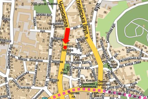 Scrolller, Scroll A in Lviv, 1.8x1.2  Cornovola av., 19, rozdil'nik, bila klubu "Malevych", v centr - 470845 scheme