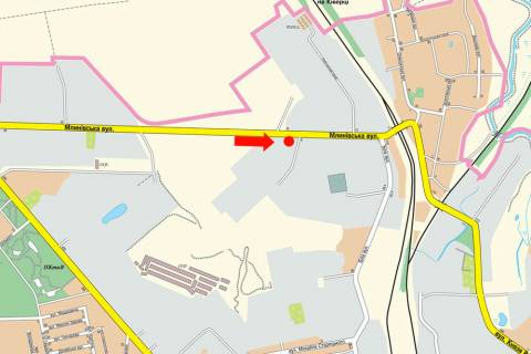 Billboard A in Rivne, 3x6  Mlinivs'ka st., 13, 600 m. do avtosalonu "Bogdan-Avto", v centr scheme