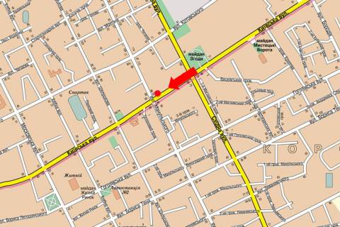 Citylight A in Zhytomyr, 1.8x1.2  Kiivs'ka st., 67 / Mazepi st. (kol. Manuil's'kogo st.) scheme