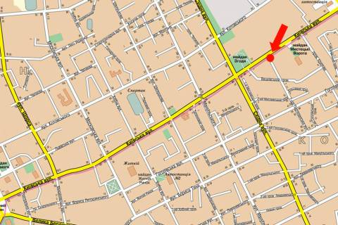 Citylight  in Zhytomyr, 1.8x1.2  Kiivs'ka st., 100, navproti TRC "Global", supermarketiv "Fokstrot", "El'dorado", "Comfy", "Karavan" scheme