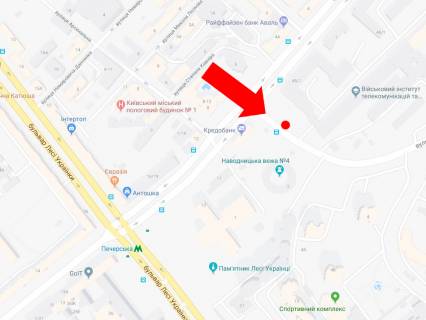 Backlight B in Kyiv, 2.3x3.14  Staronavodnic'ka st., 1/45 / st. Almazova (kolis. st. Kutuzova), na svitlofori, v storonu bst. Druzbi Narodiv, mostu Patona scheme