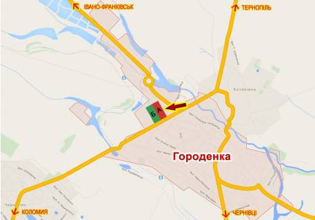 Billboard A in Horodenka, 3х6  m.Gorodenka (sirzavod) st.A scheme