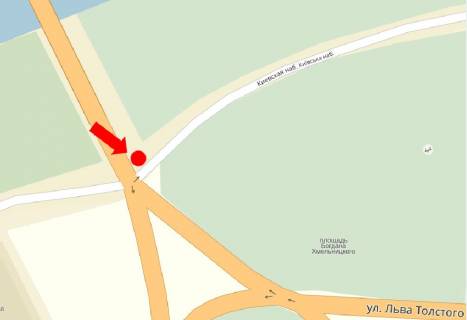 Prismatron, Prism B in Uzhgorod, 3x6  Hmel'nic'kogo pl. / Kiivs'ka naberezna, viizd z mostu na plosu - 133306 scheme