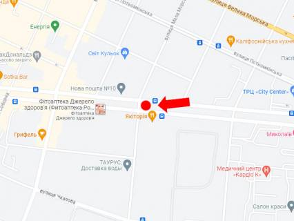 Billboard A in Mykolaiv, 3x6  Central'nij av. (kol. Lenina av.) / M. Mors'ka st., 2, bul'var, do centru scheme