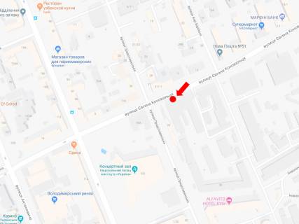 Backlight B in Kyiv, 2.3x3.14  Konoval'ca st. (kolis. Sorsa st.) / Predslavins'ka st., na svitlofori, v storonu V. Vasil'kivs'ka st. scheme