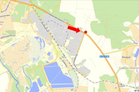 Billboard  in Sumi, 3x6  Harkivs'ka st. / Prikordonna st., z centru scheme