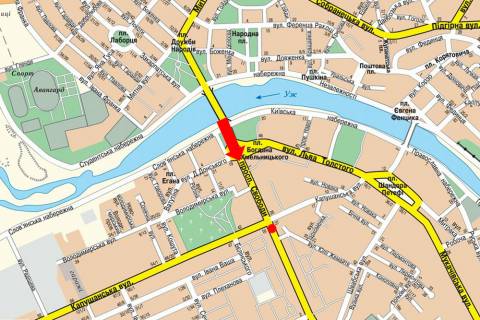 Citylight  in Uzhgorod, 1.8x1.2  Svobodi av. / Kapusans'ka st., rozdil'nik, supermarket "Fokstrot" scheme