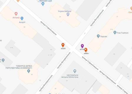 Backlight B in Dnipro (Dnipropetrovsk) Starokozac'kij st. (kolis. Komsomol's'ka st.), 43 - Voskresens'ka st. (kolis. Lenina st.) scheme