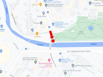 Scrolller, Scroll  in Sumi, 2.3x3.14  Gor'kogo st., centr, skver "Druzba", mist cerez r. Sumka - 471207 scheme