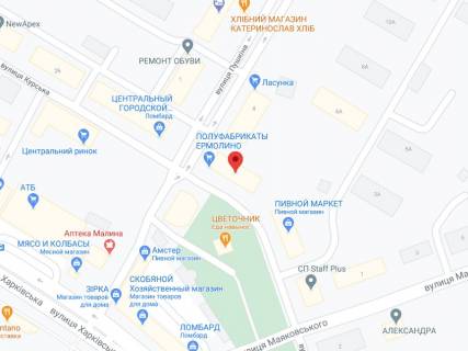 Billboard A in Ternivka Puskina st., 2, apteka "Med Servis", NoDp007, prajs za rolik 10 sek 1 vihid/5 hvilin, z 8:00-22:00. Rozrahunok dla insih parametriv translacii utocnujte u menedzera. scheme