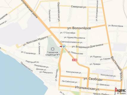 Billboard A in Berdyansk Melitopol'skoe sosse - Zapadnyj av. - Dovganuka st. scheme