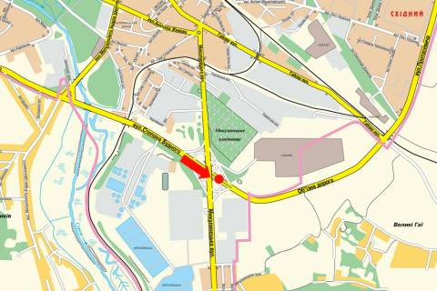 Billboard A in Ternopil, 3x6  Budnogo st. / Mikulinec'ka st., bila AZS "Ukr-Petrol'", rozdil'nik scheme