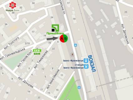 Citylight  in Ivano-Frankivsk, 1.8x1.2  Vokzal'na pl. - Grunval'ds'ka st. scheme