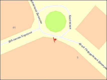 Billboard B in Kherson 200-ricca Hersona av. - 49-i Gvardijs'koi Divizii st. scheme