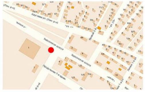 Billboard B in Mykolaiv Hersons'ke sose - Budivel'nikiv st. scheme