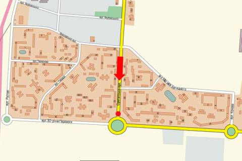 Billboard A in Cherkasy, 3x6  Sumgaits'ka st. / 30-ricca Peremogi st., bila supermarketu "Epicentr", rozdil'nik scheme