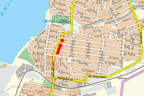 Billboard A in Mykolaiv, 3x6  Bogoavlens'kij av. (kol. Zovtnevij av.) / Ol'sanciv st., v centr scheme