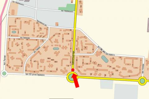 Billboard A in Cherkasy, 3x6  Sumgaits'ka st. / 30-ricca Peremogi st., bila supermarketu "Epicentr", rozdil'nik scheme