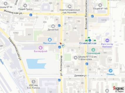 Video Billboard A in Kyiv Antonovica st. (kolis. Gor'kogo st.), 51 - Fizkul'turi st., prajs za translaciu rolika 10 sek 1vihid/90 sek, z 0:00 do 23:59 - 393869 scheme