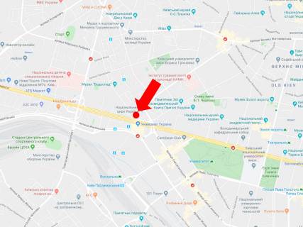 Citylight  in Kyiv, 1.8x1.2  Bul'varno-Kudravs'ka st. (kolis. Vorovs'kogo) - st. Zlatoustivs'ka, bila Cirku, v storonu pl. Peremogi scheme