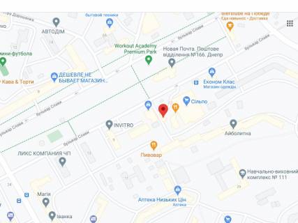 Video Billboard A in Dnipro (Dnipropetrovsk) Slavi bst., 6b, apteka "Med Servis", NoDp034, prajs za rolik 10 sek 1 vihid/5 hvilin, z 8:00-22:00. Rozrahunok dla insih parametriv translacii utocnujte u menedzera. - 301332 scheme