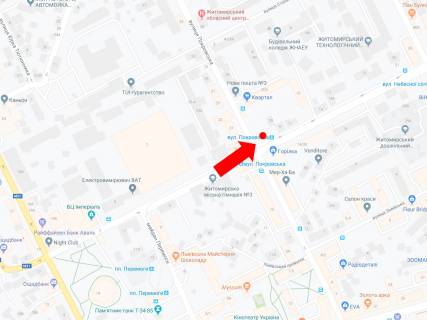 Backlight  in Zhytomyr, 2.3x3.14  Grusevs'kogo st. - Pokrovs'ka st., bila supermarketu "Sil'po", na svitlofori, v storonu st. Nebesnoi sotni scheme