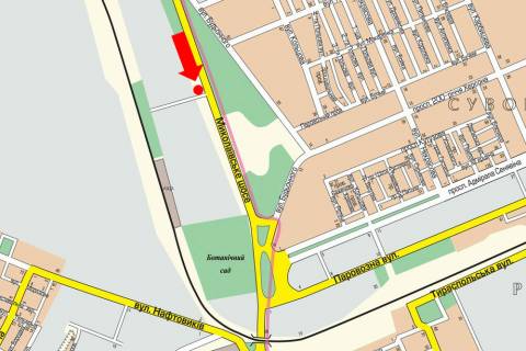 Billboard  in Kherson, 3x6  Mikolaivs'ke sose, povorot na "Original-Avto", v centr (flazok) scheme