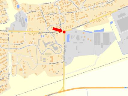 Billboard  in Kalush, 3x6  Banderi st. / Ivano-Frankivs'ka st. / L'vivs'ka st., z centru scheme