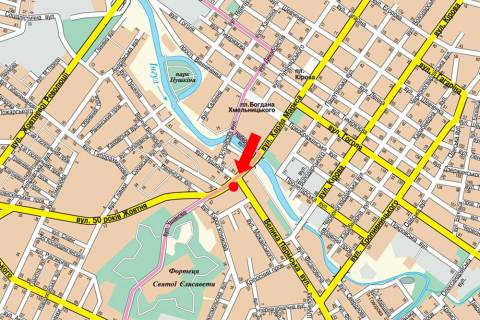 Citylight  in Kropyvnytskyi (Kirovograd), 1.8x1.2  Soborna st. (kol. 50-ricca Zovtna st.), 74, navproti PIN banku scheme