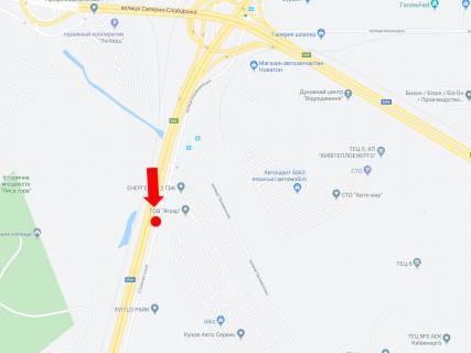 Billboard B in Kyiv, 3x6  Stolicne sose, bila AZS "Glusco", 300 m vid Pivdennogo mostu, z centru scheme