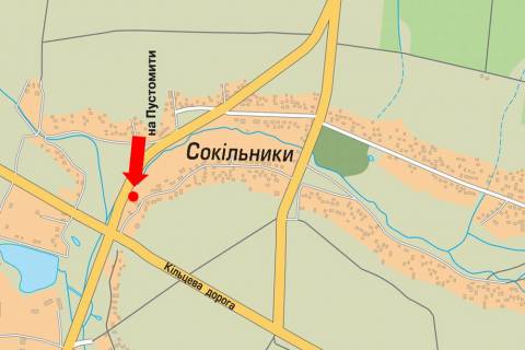 Billboard B in Sokilniki, 3x6  Kul'parkivs'ka st. / Septic'kogo st., Sokil'niki, v bik Kil'cevoi dorogi scheme