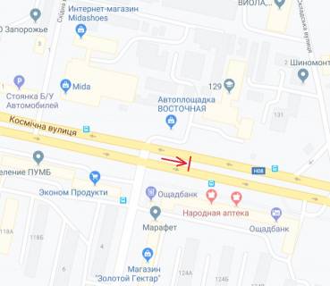 Billboard A in Zaporizhzhya, 6х3  Kosmicna st. - Cumacenka st.  scheme