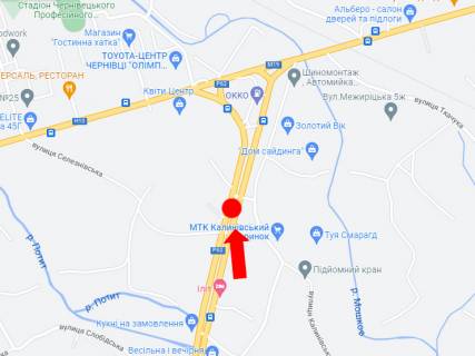 Billboard A in Chernivtsi, 3x6  Kalinivs'ka st., navproti rinku "Kalinivs'kij", rozdil'nik, v bik supermarketiv "Asan", "Epicentr" scheme